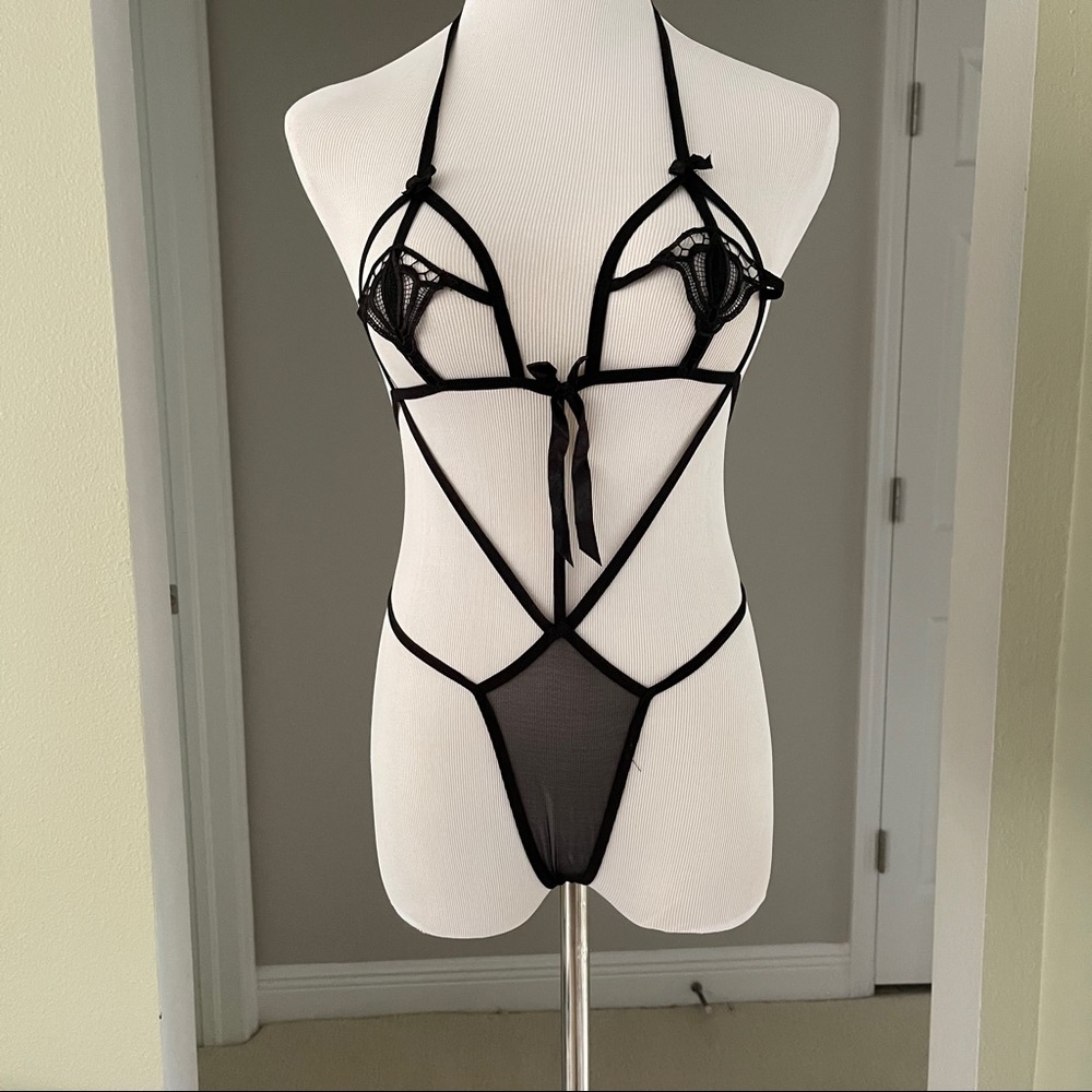 Sexy cutout body suit black small or OS